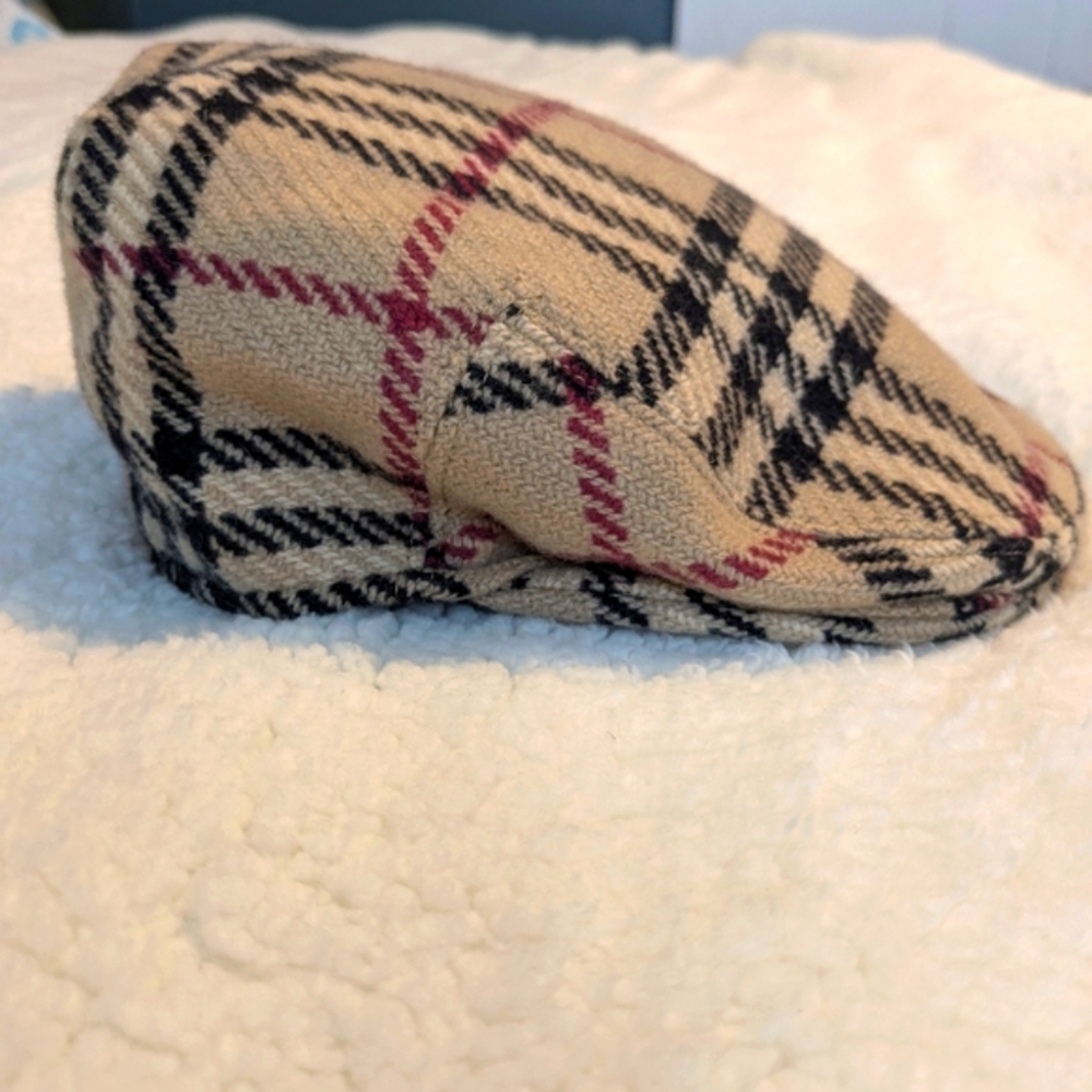 Buberry London Wool Printed Checker Newsboy Cap